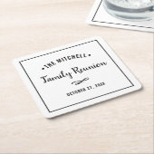 Simple and Modern Family Reunion with Last Name Square Paper Coaster (Angled)