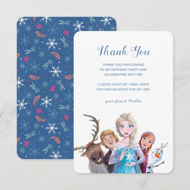 Simple and Modern Frozen Birthday Thank You Invitation (Front/Back)