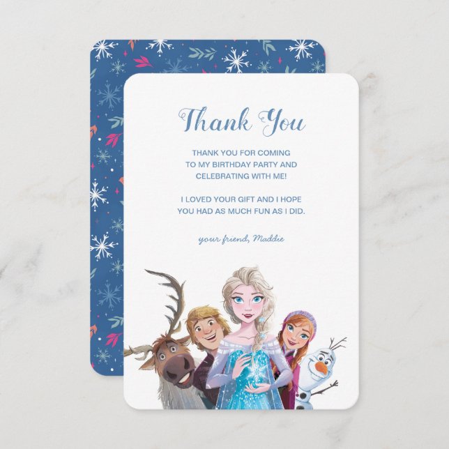 Simple and Modern Frozen Birthday Thank You Invitation (Front/Back)