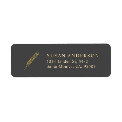 Simple and Modern Gold Wheat Return Address Label