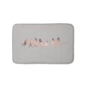 Simple and Modern Gray And Faux Copper Birds Bath Mat