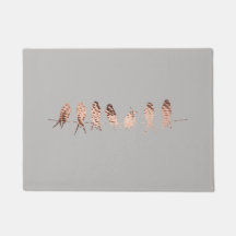 Simple and Modern Gray And Faux Copper Birds