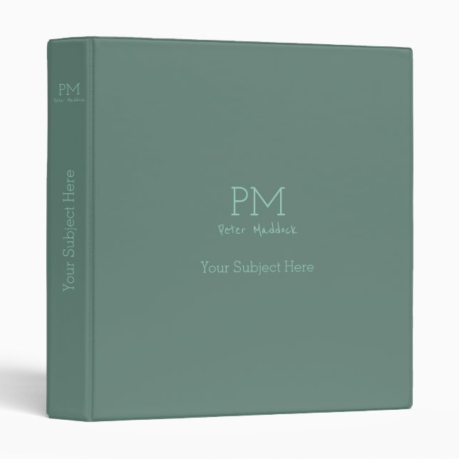 Simple and modern grayish teal binder with name (Front/Spine)