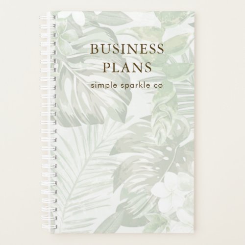Simple and Modern Green and White Palm Leaf Print Planner