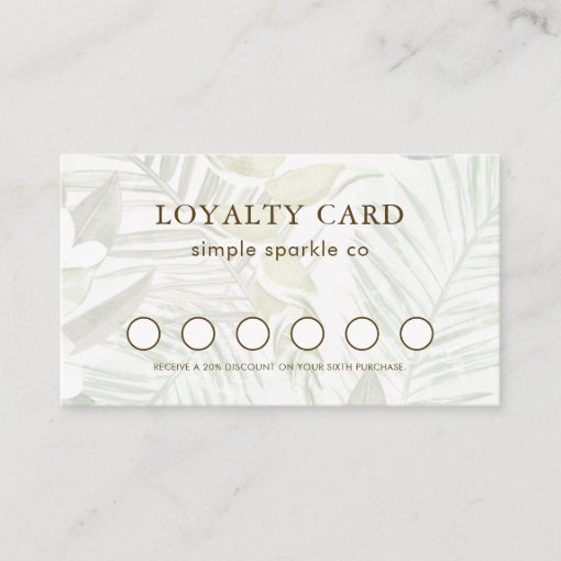 Simple and Modern Green Palm Print Loyalty Card | Zazzle