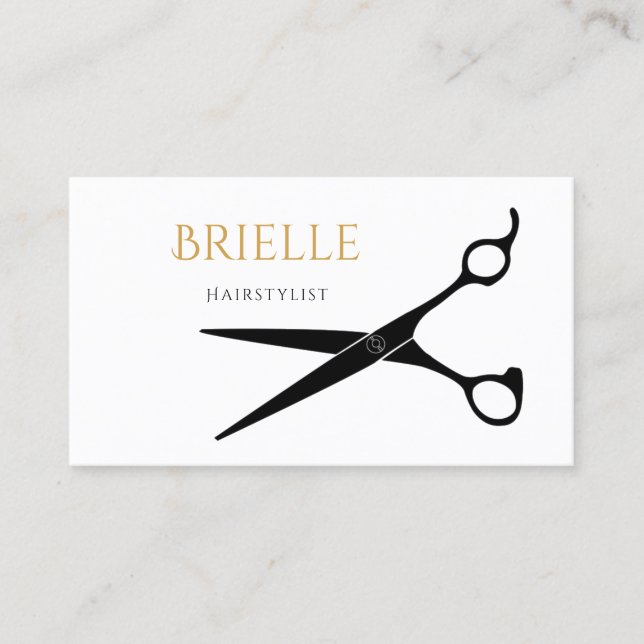 Simple and Modern Hair Cutting Shears Hairstylist Business Card (Front)