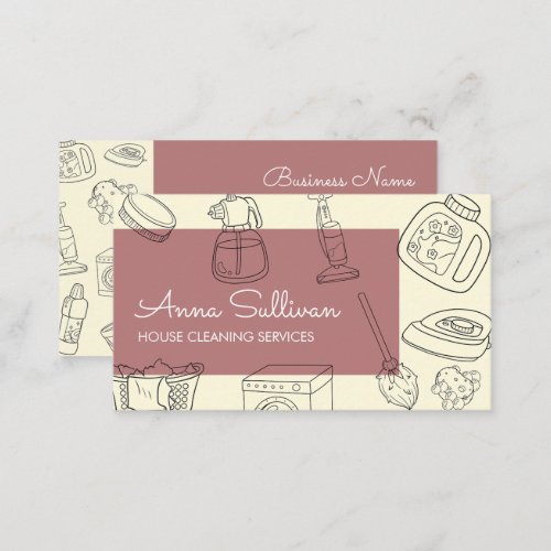 Simple and Modern House Cleaning Services Business Card