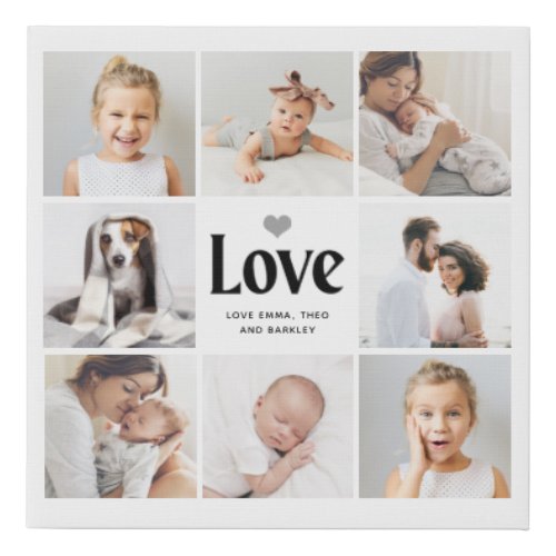 Simple and Modern  Love Photo Collage Faux Canvas Print