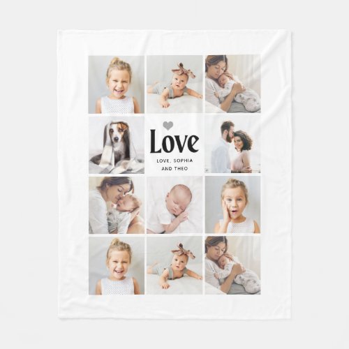 Simple and Modern  Love Photo Collage Fleece Blanket