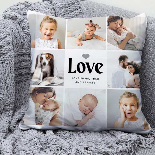 Simple and Modern | Love Photo Collage Throw Pillow (Creator Uploaded)