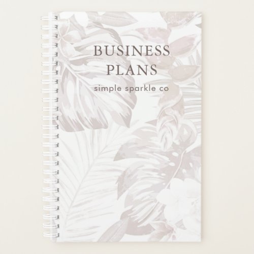 Simple and Modern Mauve and White Palm Leaf Print Planner