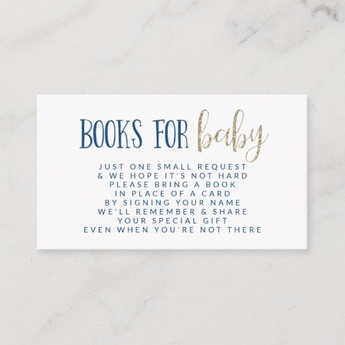Simple and Modern Navy and Gold Book Request Enclosure Card