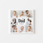 Simple and Modern | Photo Collage for Dad Faux Canvas Print<br><div class="desc">This simple black and white print features a photo grid with eight of your personal family photos, and bold modern typography that says "dad". There is also a cute, neutral gray heart. A simple and minimalist keepsake for your father on Father's Day or any time you want to let him...</div>