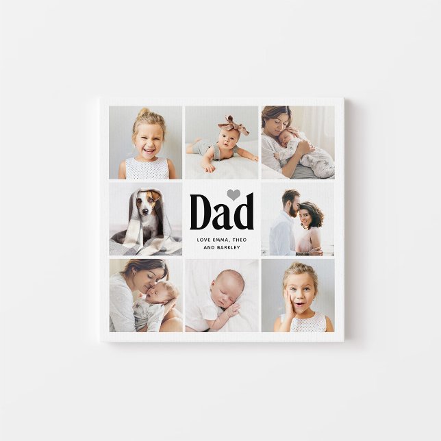 Simple and Modern | Photo Collage for Dad Faux Canvas Print (Creator Uploaded)