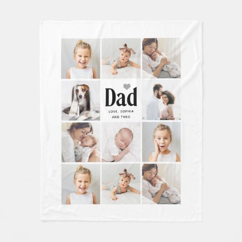 Simple and Modern  Photo Collage for Dad Fleece Blanket