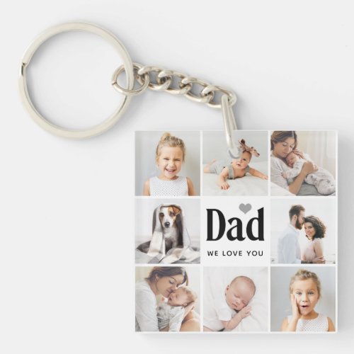 Simple and Modern  Photo Collage for Dad Keychain