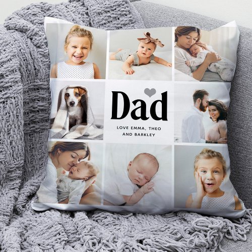 Simple and Modern  Photo Collage for Dad Throw Pillow
