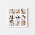 Simple and Modern | Photo Collage for Grandpa Faux Canvas Print<br><div class="desc">This simple black and white print features a photo grid with eight of your personal family photos, and bold modern typography that says "grandpa". There is also a cute, neutral gray heart. A simple and minimalist keepsake for your grandfather on Father's Day or any time you want to let him...</div>