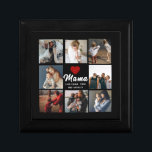 Simple and Modern | Photo Collage for Mama Gift Box<br><div class="desc">Black Photo Collage | Rustic Red heart 
Add up to 8 pictures to this photo collage of your favorite people on this diy tote bag. A red heart is in the middle and a template for your name too. A wonderful gift idea for the family,  grandparents and friends.</div>