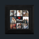 Simple and Modern | Photo Collage for Mama Gift Box<br><div class="desc">Black Photo Collage | Rustic Red heart 
Add up to 8 pictures to this photo collage of your favorite people on this diy tote bag. A red heart is in the middle and a template for your name too. A wonderful gift idea for the family,  grandparents and friends.</div>