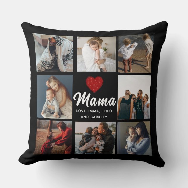 Simple and Modern | Photo Collage for Mama Throw Pillow (Front)