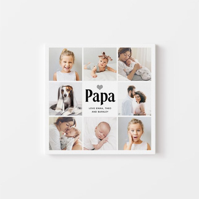Simple and Modern | Photo Collage for Papa Faux Canvas Print (Creator Uploaded)