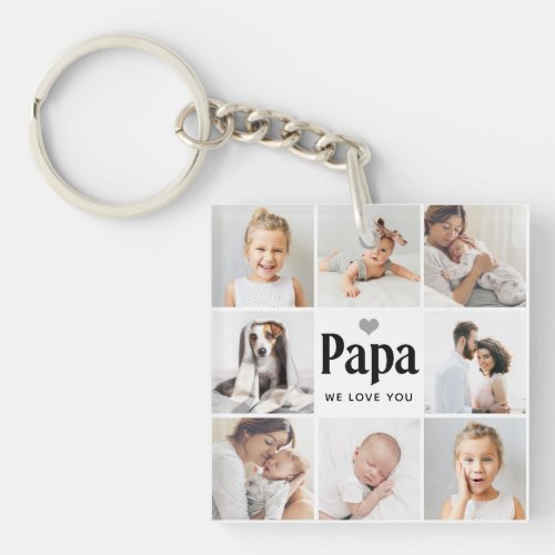 Simple and Modern  Photo Collage for Papa Keychain