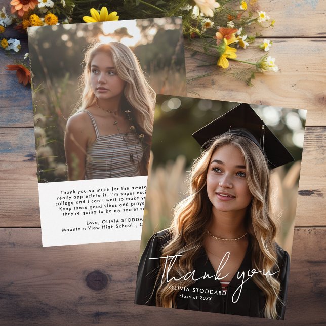 Simple and Modern Photo Graduation Thank You Card (Creator Uploaded)