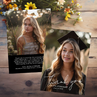 Simple and Modern Photo Graduation Thank You Card
