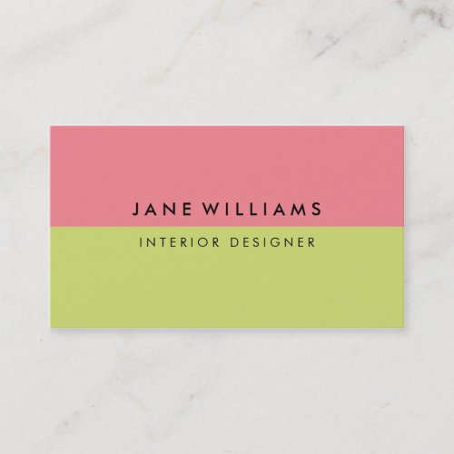 Simple and Modern Pink and Green Business Card