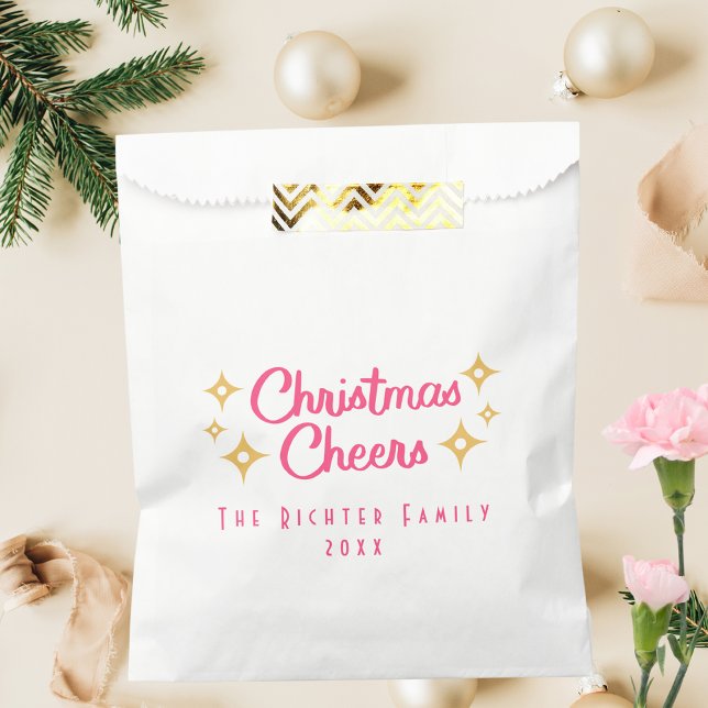 Simple and Modern Pink Christmas Cheer Holiday Favor Bag (Creator Uploaded)