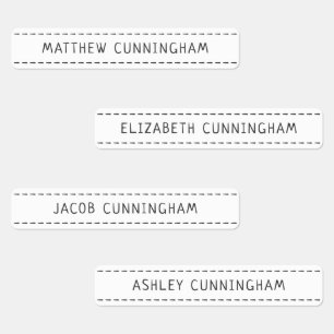 Simple and Modern Rough Stitch Add Four Names Kids' Labels