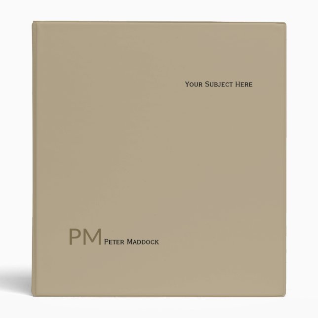 Simple and Modern Sepia 3 Ring Binder (Front)