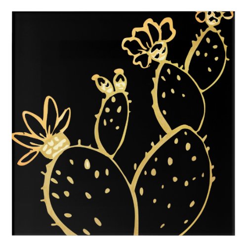 Simple and Modern Style Cactus Wall Art Black
