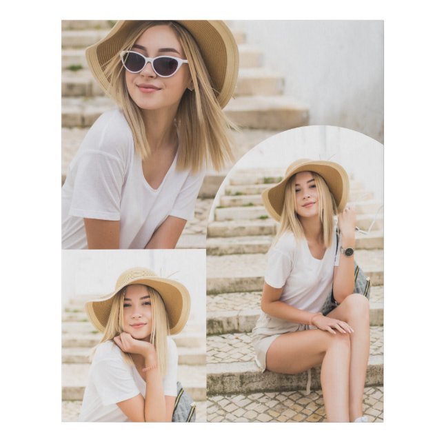 Simple and Modern Three Photo Faux Canvas Print (Front)