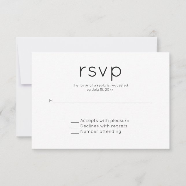 Simple and modern wedding RSVP card (Front)