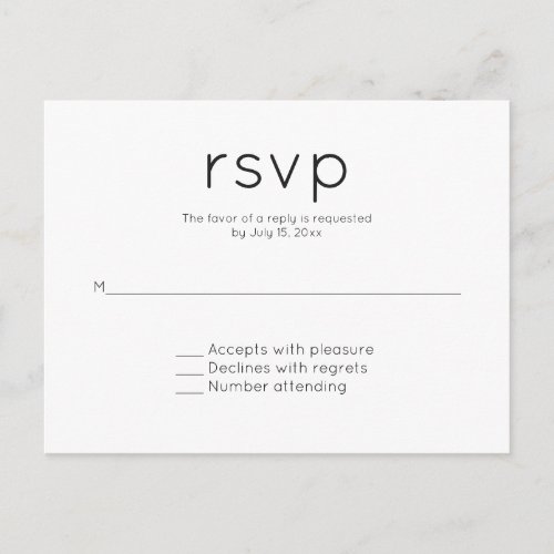 Simple and modern wedding RSVP Postcard