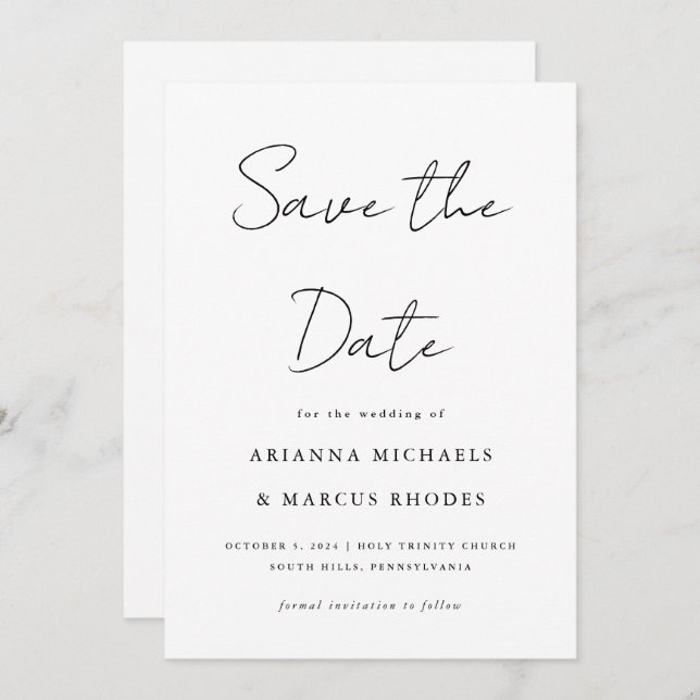 Simple and Modern Wedding Save The Date (Front/Back)