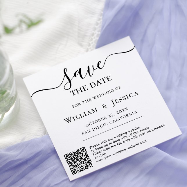 Simple And Modern With Minimalist Script QR Code Save The Date (Creator Uploaded)