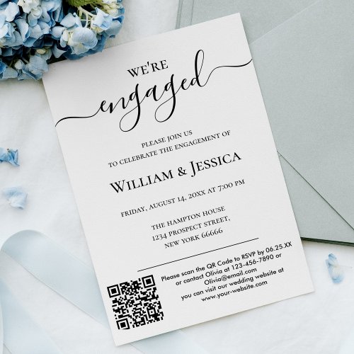 Simple and Modern With QR Code Engagement Party Invitation