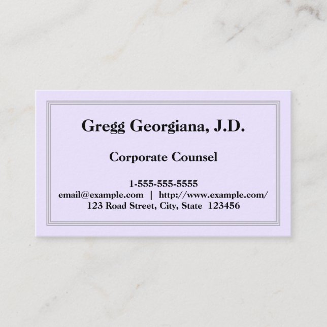 Simple and Plain Corporate Counsel Business Card (Front)