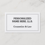 [ Thumbnail: Simple and Plain Counsellor at Law Business Card ]