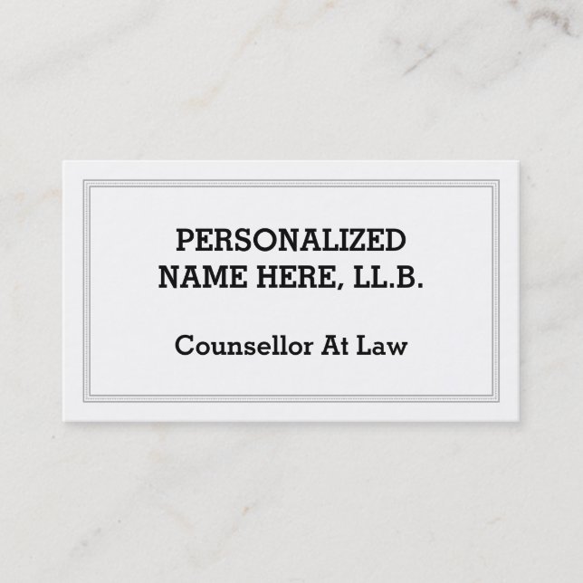Simple and Plain Counsellor At Law Business Card (Front)