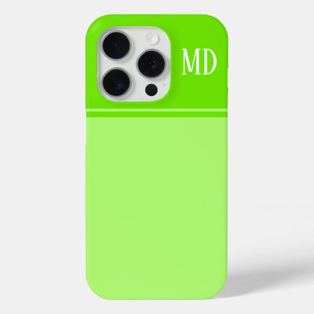 Simple and Pretty Lime Green Striped Monogram Case-Mate iPhone Case (Back)