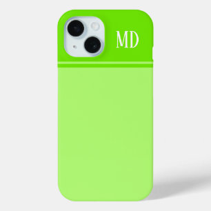 Simple and Pretty Lime Green Striped Monogram iPhone 15 Case