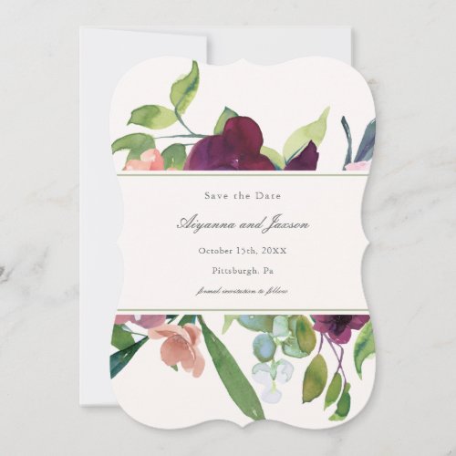 Simple and Pretty Plum Floral Wedding Save The Date