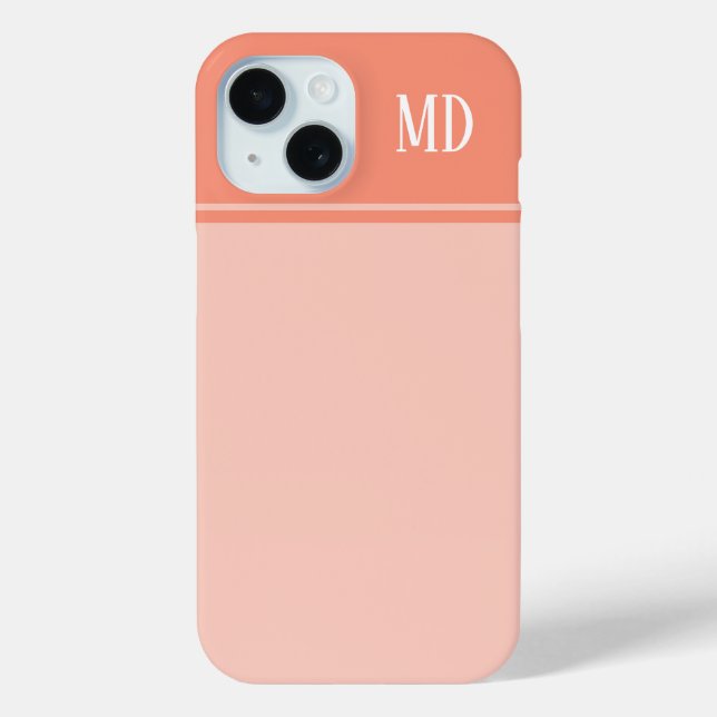Simple and Pretty Salmon Pink Striped Monogram Case-Mate iPhone Case (Back)