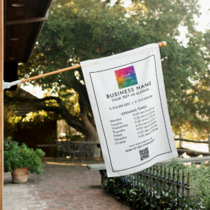 Simple And Professional QR Code Logo Opening Hours House Flag