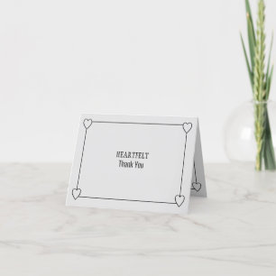 Simple and Romantic Hearts Wedding Light Gray Letterpress Thank You Card
