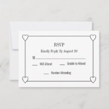Simple and Romantic Hearts White Wedding RSVP